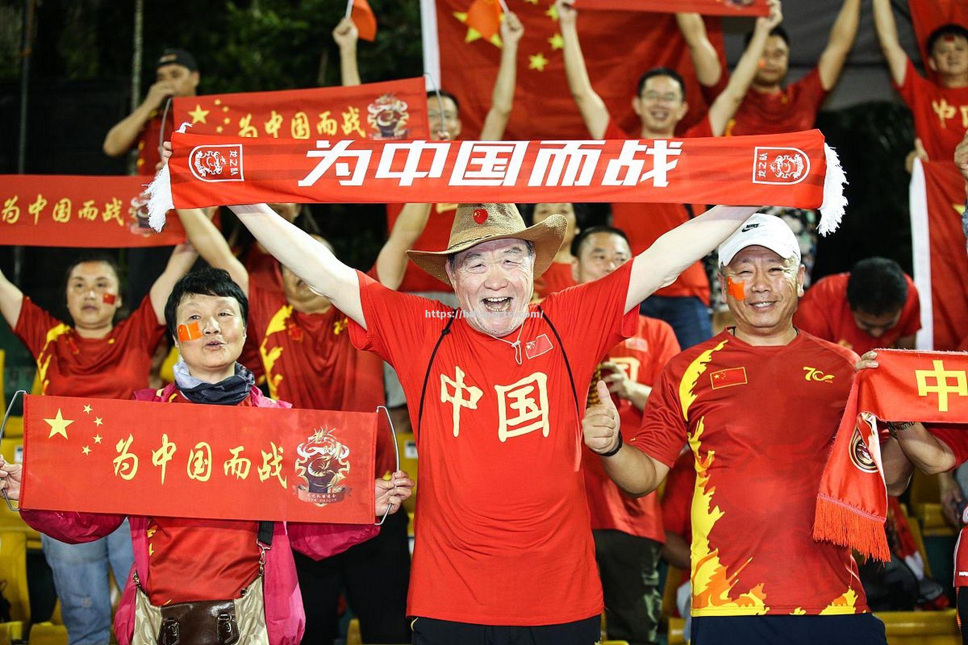 球迷疯狂挥舞国旗，为中国男篮加油助威